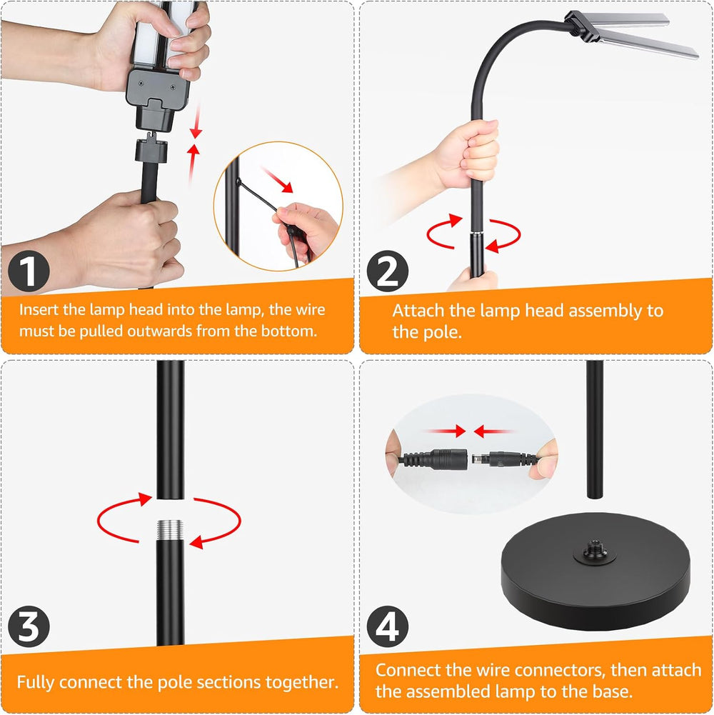 LED Floor Lamp 20W 1400LM Adjustable Neck, Bright Color Changing Light