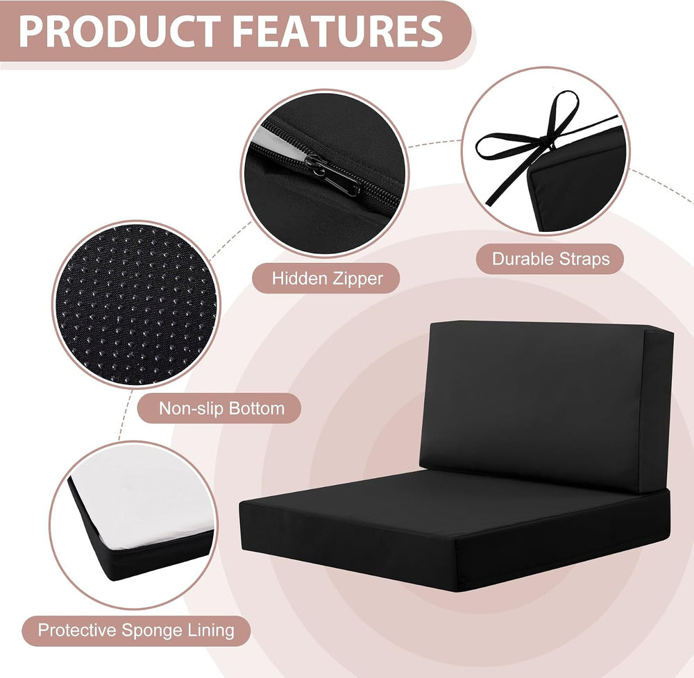 14-Piece Patio Cushion Covers – Replacement Slipcovers for 4-Seat Outdoor Sec...