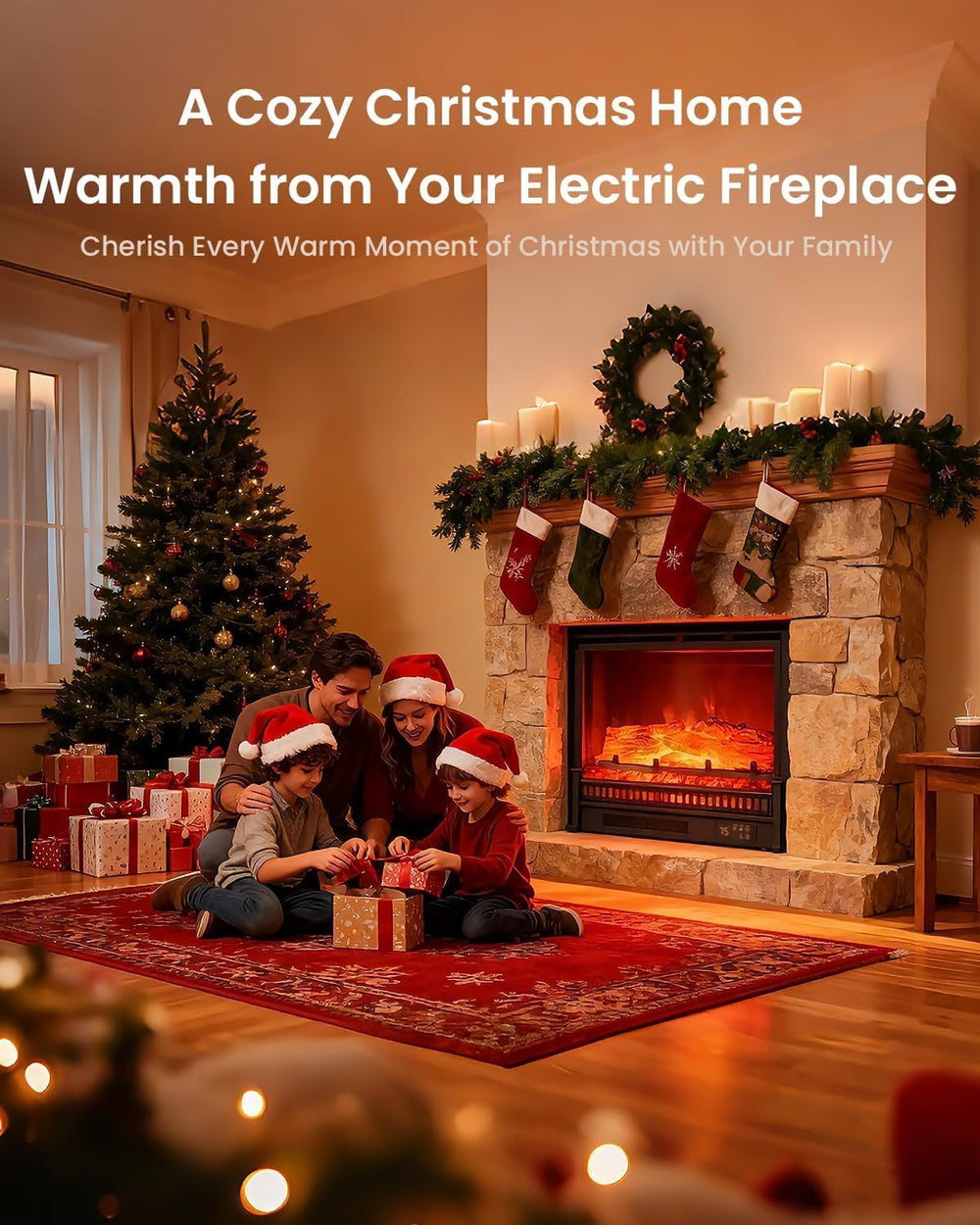 AIRMATE 1500W Electric Fireplace Heater, 22In Electric Fireplace Insert Logs,...