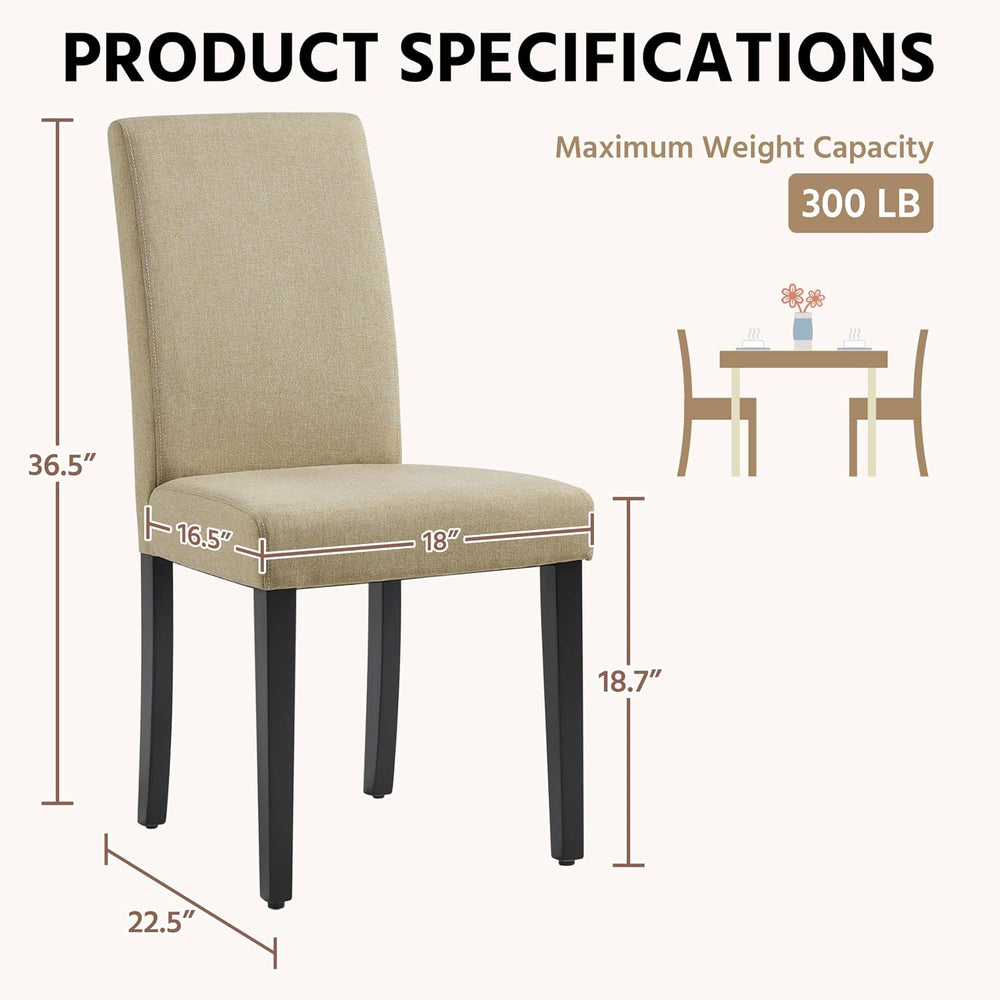 Yaheetech Dining Chairs Set of 2 Upholstered Kitchen Chairs Khaki