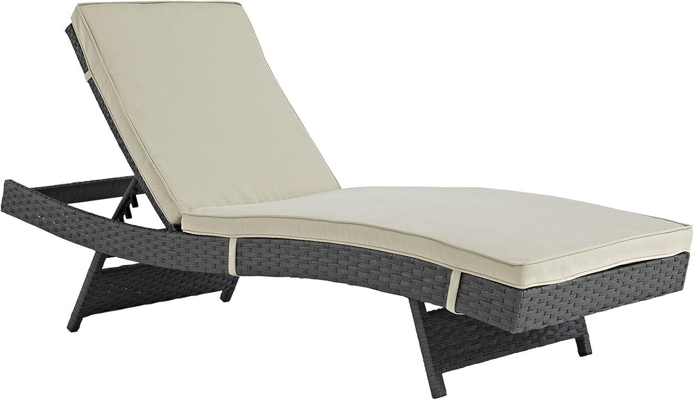 Modway Sojourn Wicker Rattan Outdoor Patio Sunbrella Fabric Chaise Lounge in ...