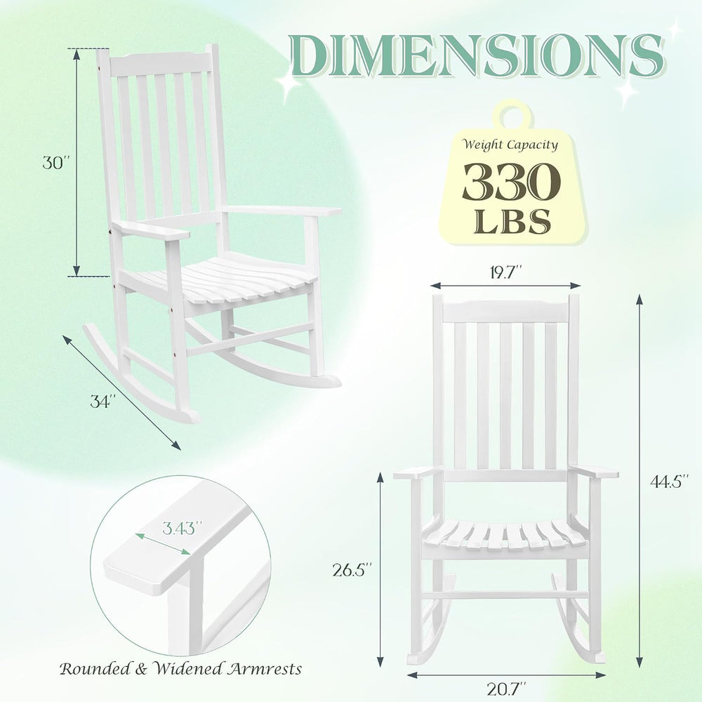 Flamaker Acacia Wooden Rocking Chair Outdoor Rocking Chair (White)