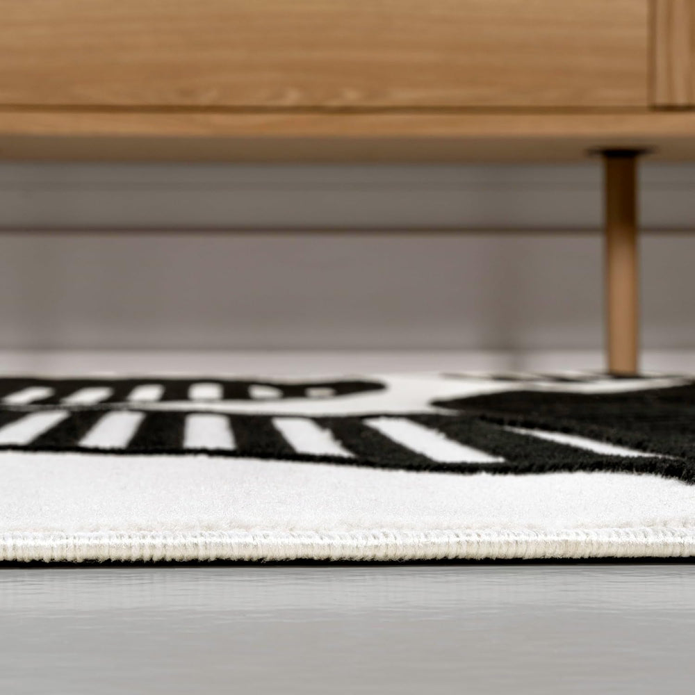 JONATHAN Y Nordby High-Low Arch Striped Black/White Indoor Area Rug, 4x6, Ind...