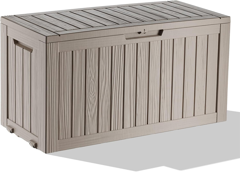 PatioZen 75 Gallon Outdoor Deck Box,Waterproof Resin Outdoor Storage Boxes, O...