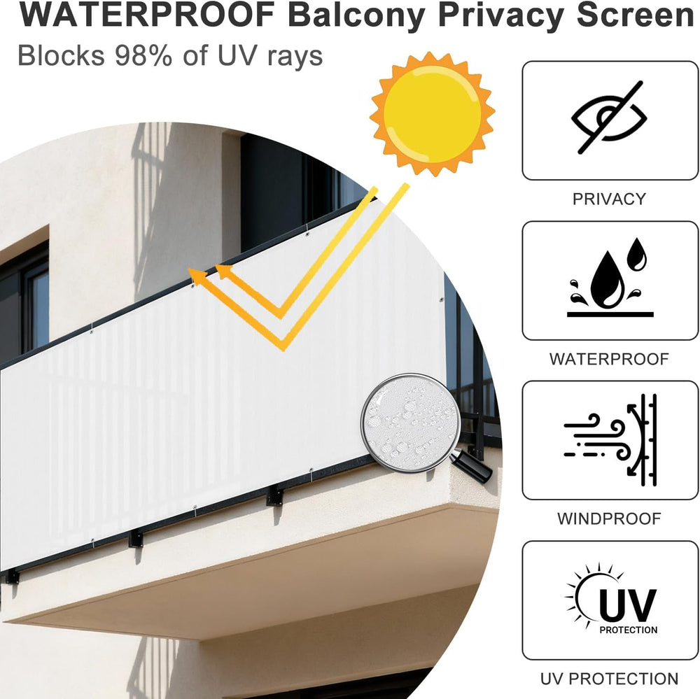 SUNNY GUARD 3'x16.5' Waterproof Balcony Privacy Screen PES, Patio Fence