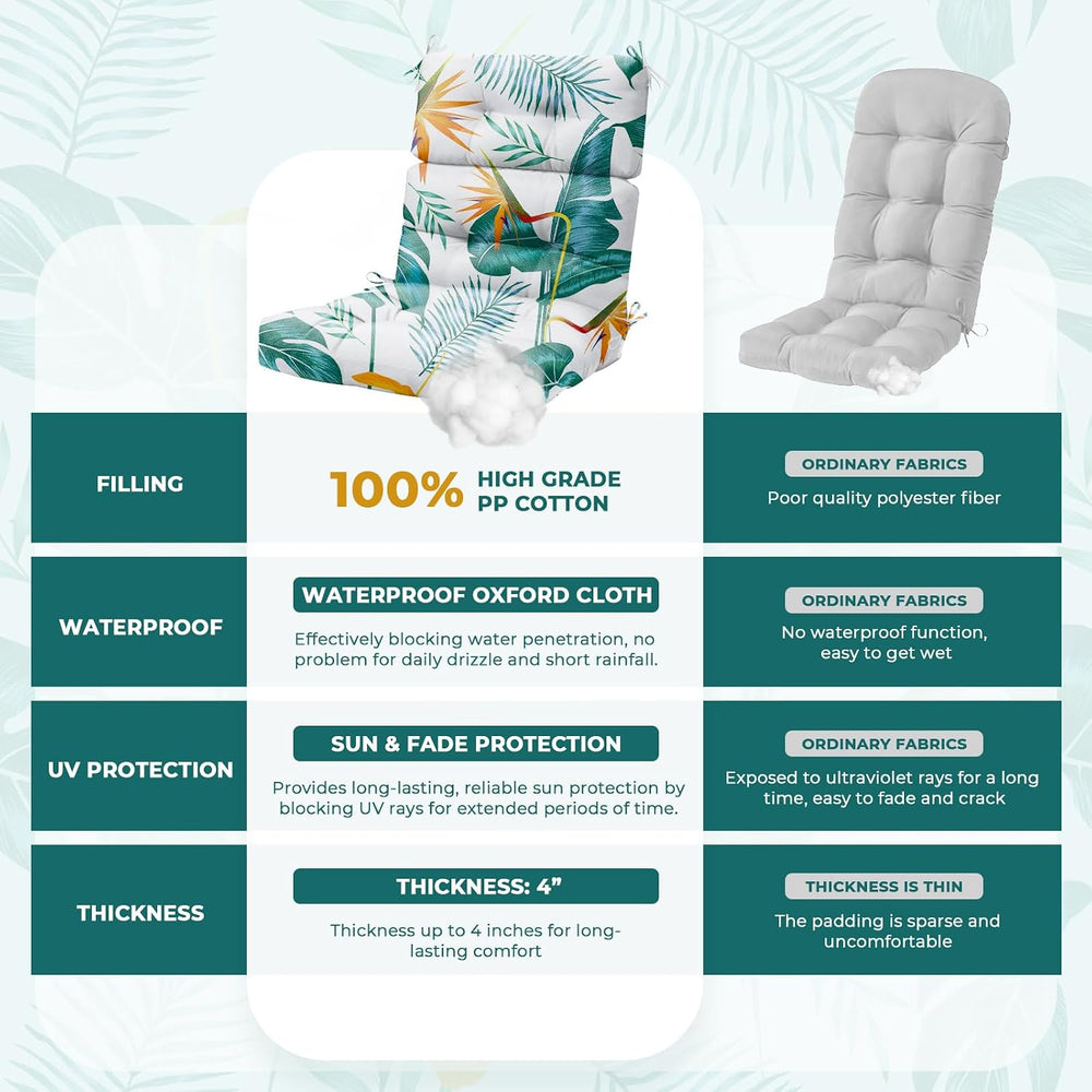 2 Pack Rocking Chair Cushion, Waterproof Chairs Cushions for Adirondack Chair...