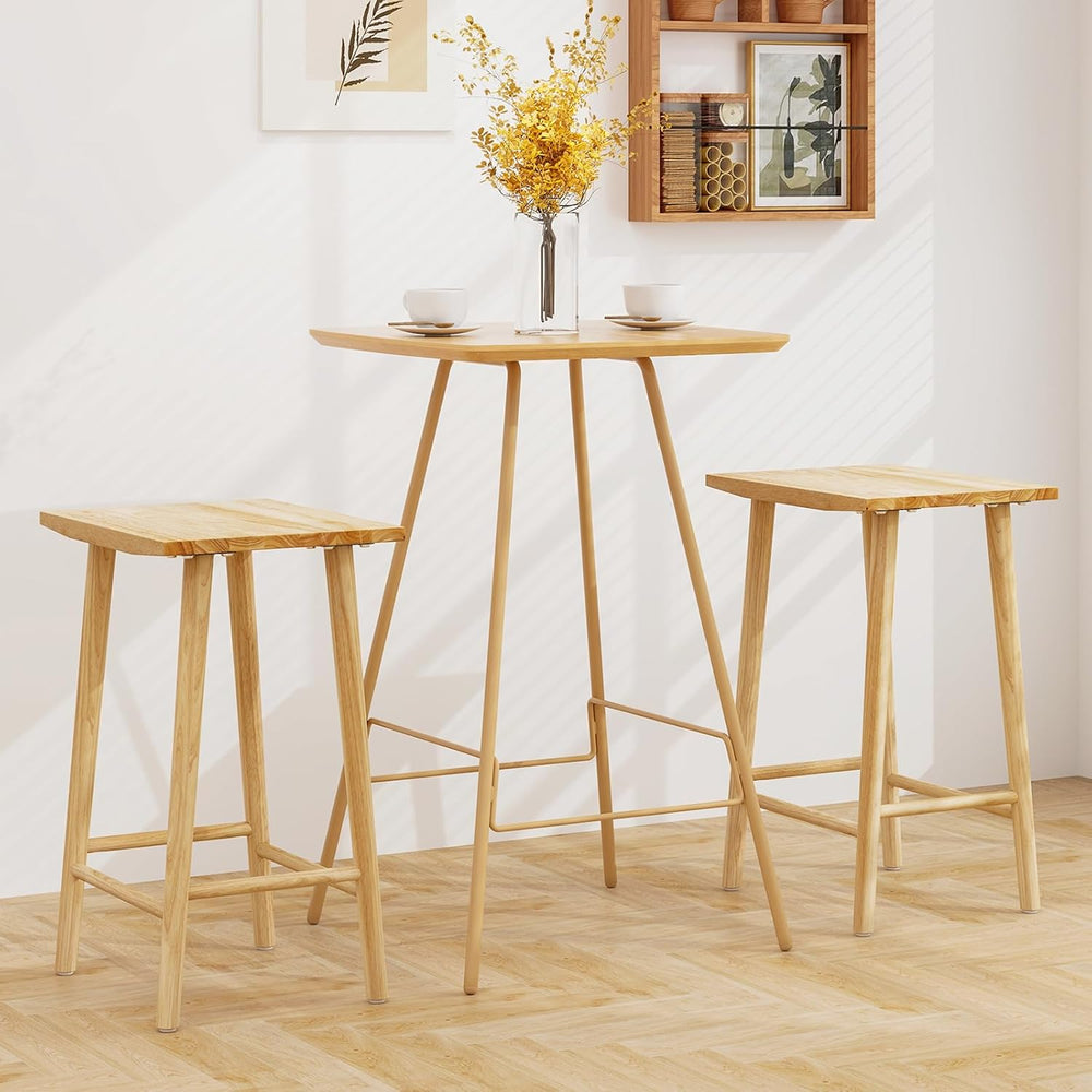 GIANTEX 25.5" Wooden Bar Stools Set of 2, Farmhouse Backless Counter Hei...