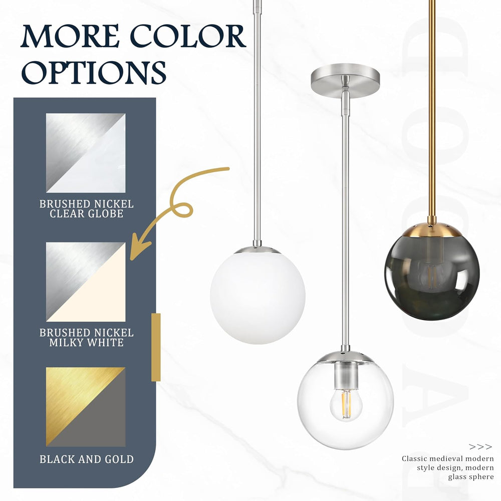 Bagood 8 Inch Globe Pendant Light Gold Globe Pendant Lights Kitchen Island Mi...