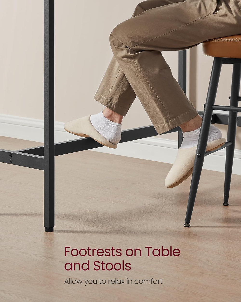 VASAGLE Bar Table, High Top Pub Table, Narrow Long, Metal Frame