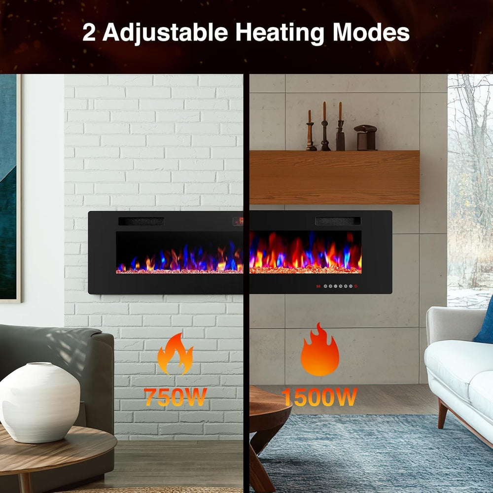 ZAFRO 50" Electric Fireplace with Remote Ultra-Thin & Quiet Wall-Mou...