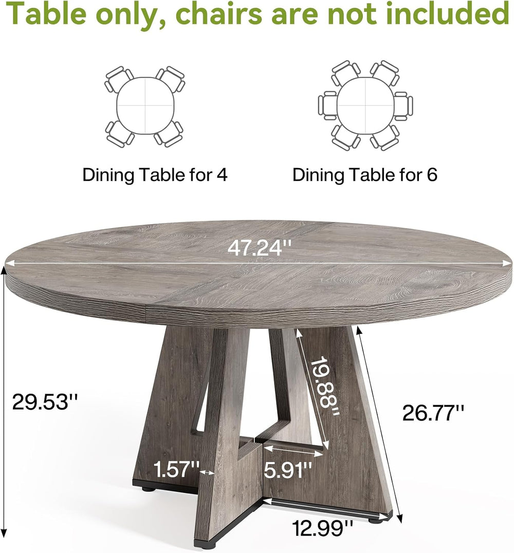 LITTLE TREE Round Dining Table for 4-6 People, 47 Inches Dining Room Table wi...