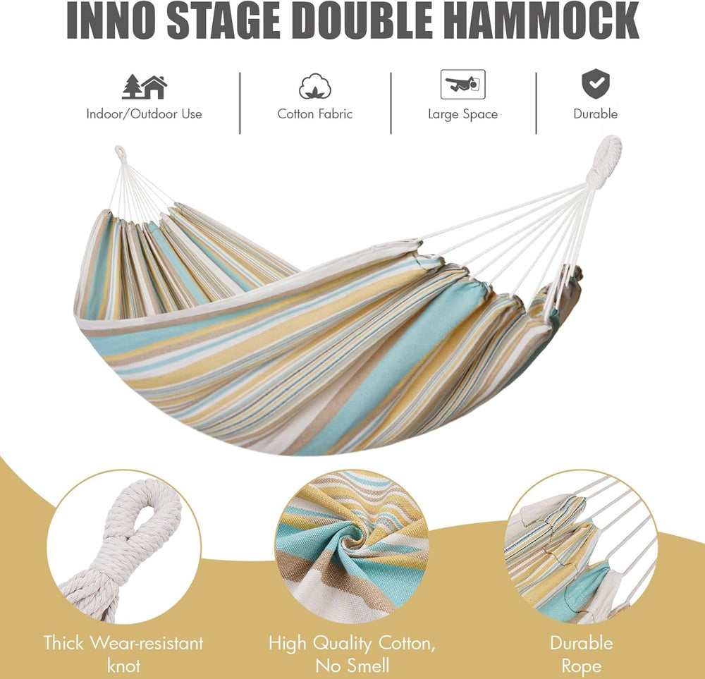 INNO STAGE Extra Large Double Hammock with Tree Straps, Yellow Green