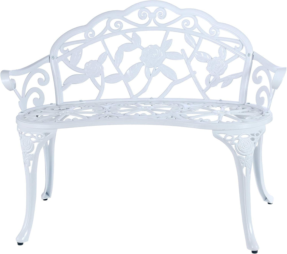 Patio Balcony Bench Double Seat, Anti-Rust Cast Aluminum Patio Garden Bench f...