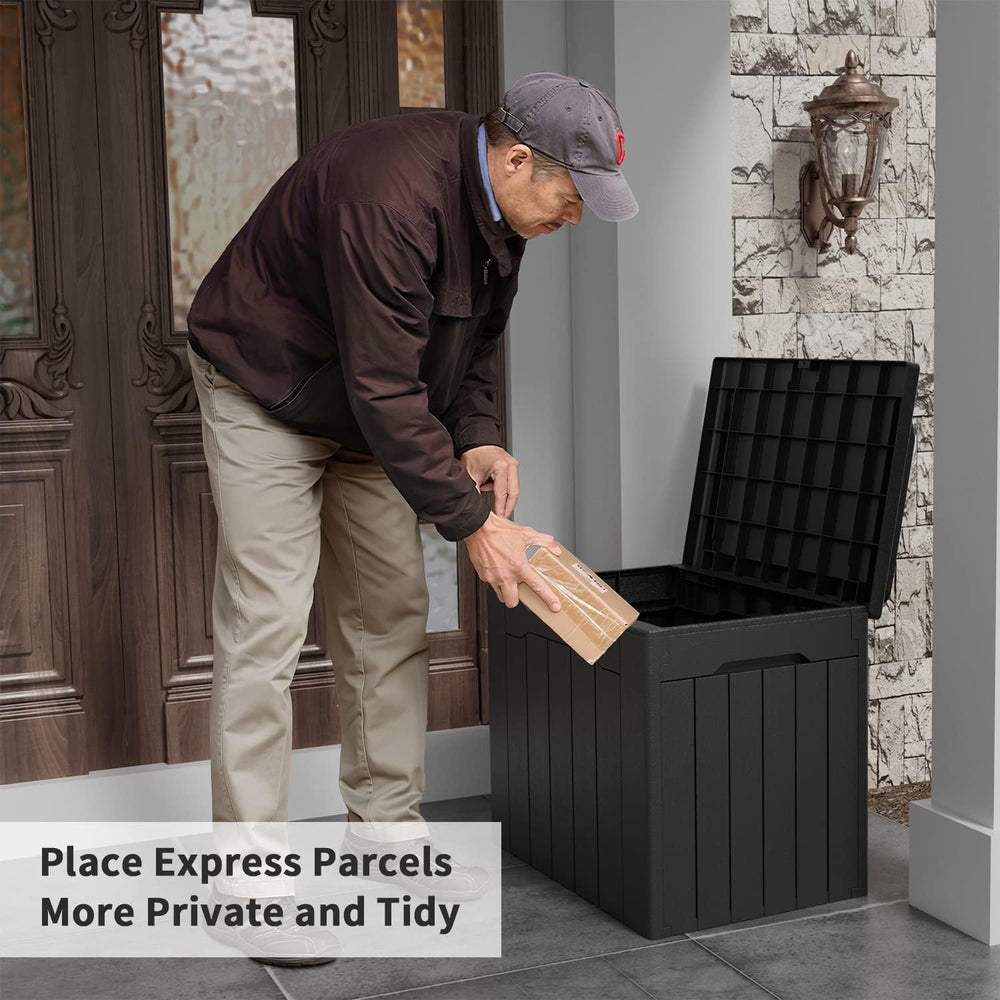Flamaker Deck Box 31 Gallon Waterproof Resin Small Storage Box with Lid