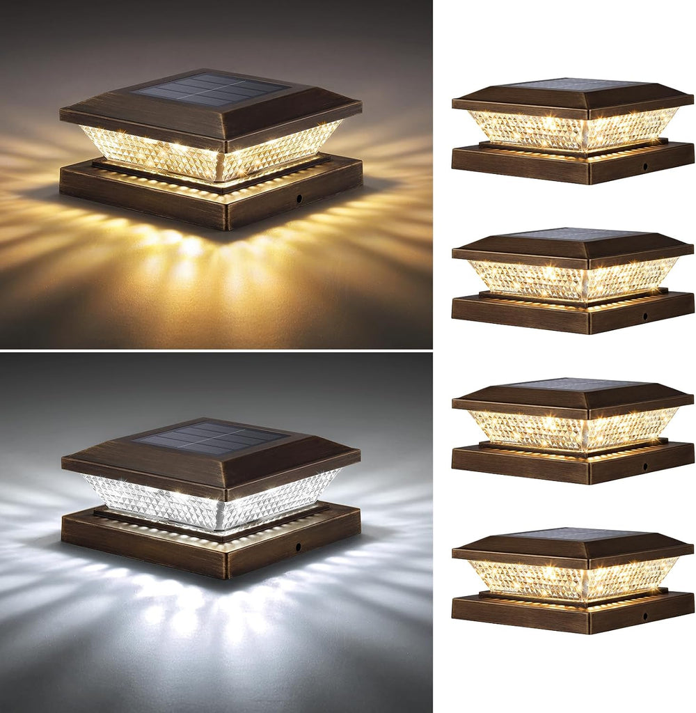 Mlambert 4x4 Solar Post Cap Lights Outdoor 4 Pack, Waterproof Solar Fence Lig...