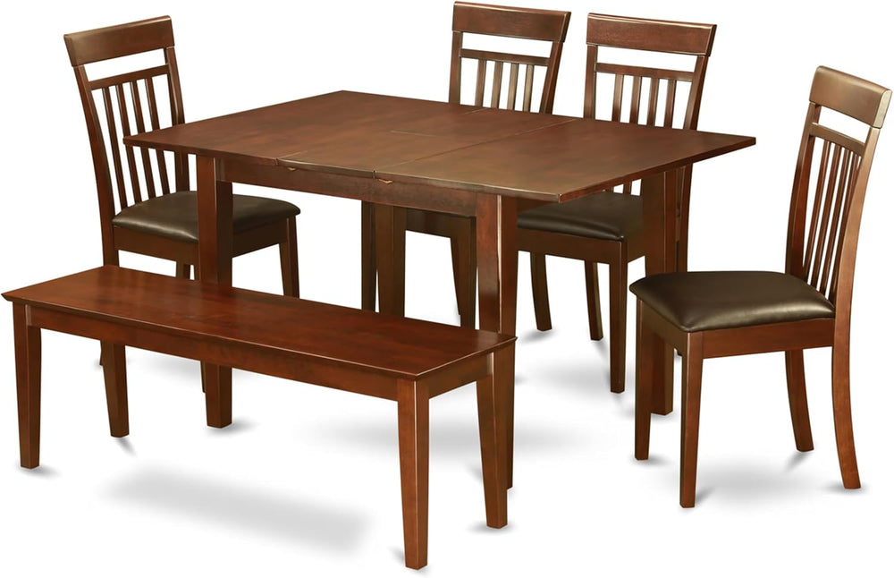 East West Furniture PSCA6C-MAH-LC 6 Piece Modern Dining Table Set Contains a ...