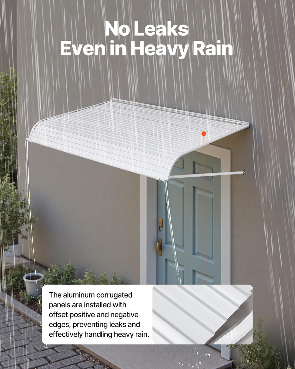 VEVOR Aluminum Awning 60 x 42 in, Durable Window Awning Door Canopy, Lightwei...