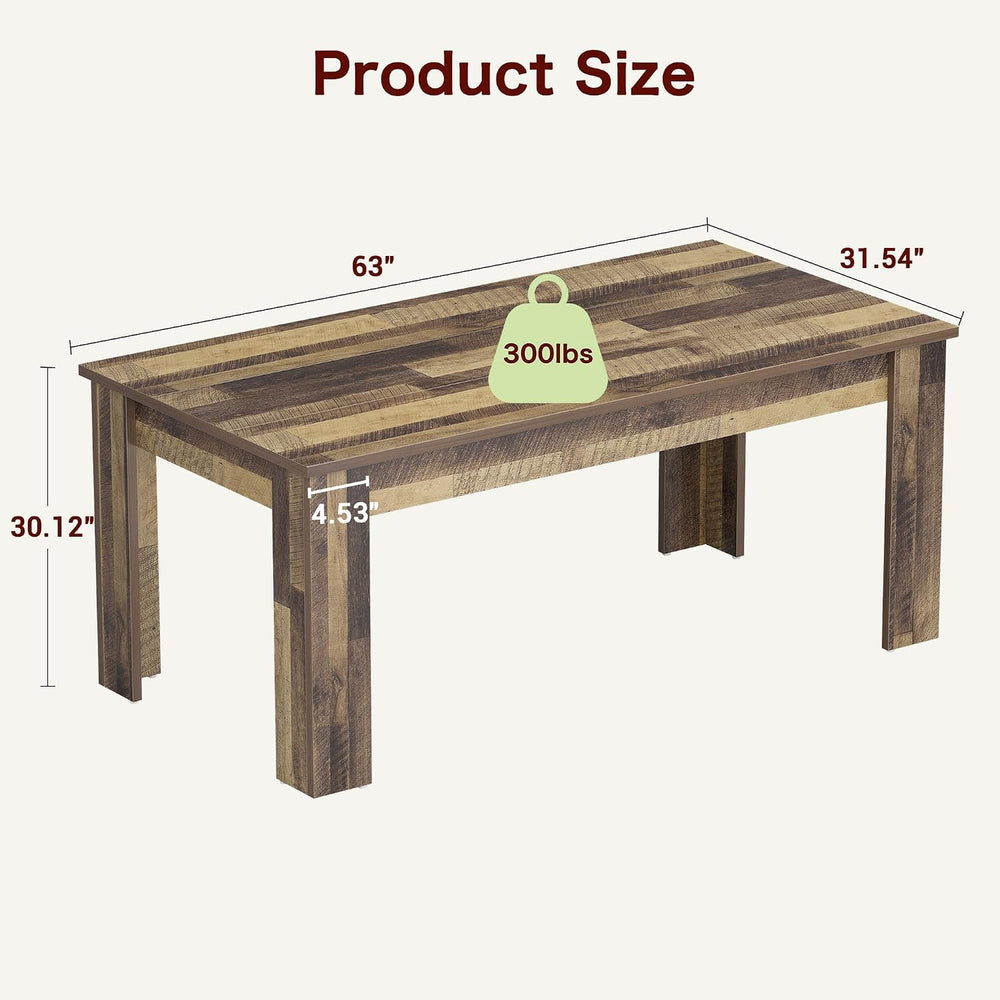 CABIHOME Dining Table for 4-6, 63" Inch Dining Tables for 4, Farmhouse L...