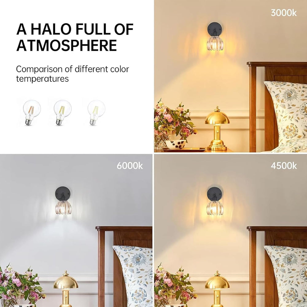 Shenmoyl Vintage Wall Sconce with Amber Tulip Glass Lampshade 180 Degree Adju...