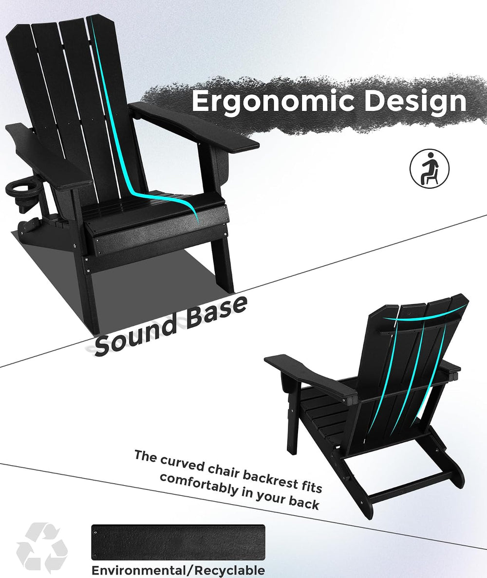 GARDENSTAR Adirondack Chair Oversized Folding Adirondack Chairs Recyclable HD...