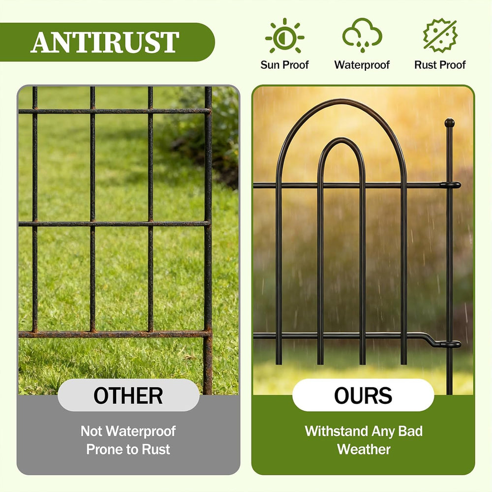 45ft x 13in Garden Fence Animal Barrier, 32 Panels Decorative Garden Fence Bo...