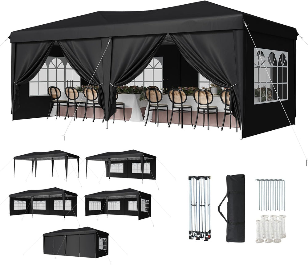 10x20 Pop Up Canopy Tent with Sidewalls, One-Push Instant Setup Waterproof Ou...