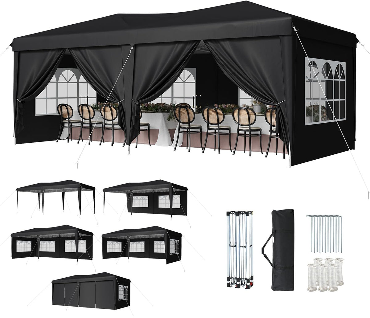 10x20 pop up canopy tent with sidewalls, one-push, main product view
