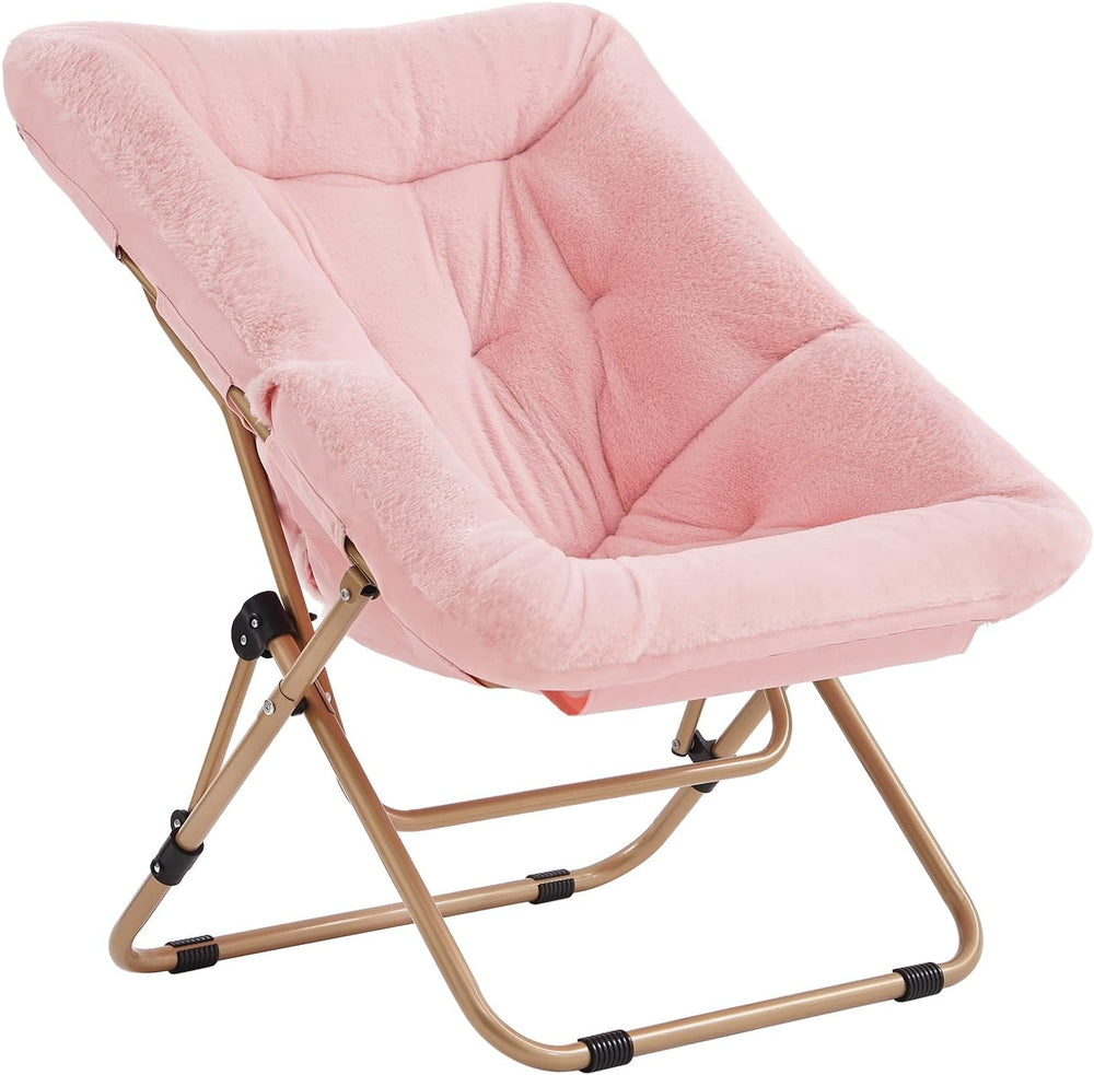 Tiita Comfy Folding Saucer Chair for Adults, Moon Chair, Pink