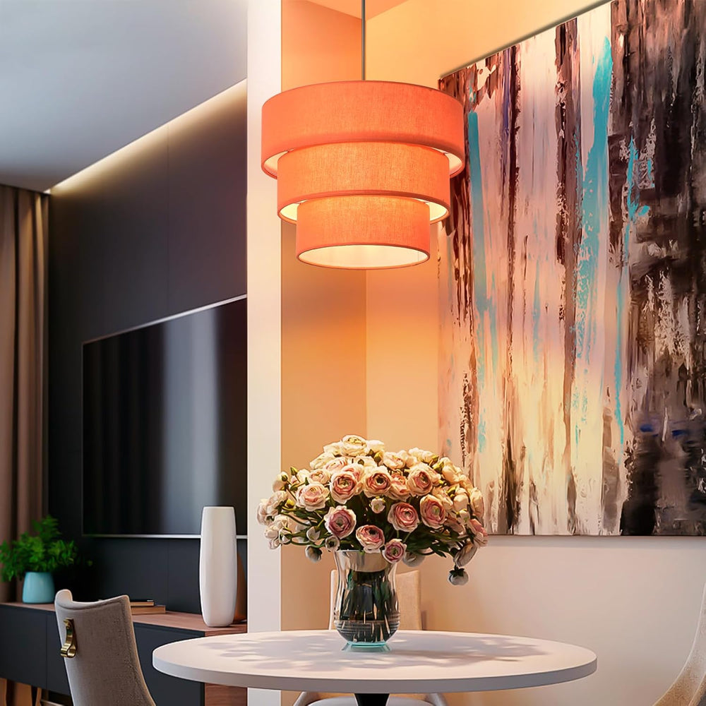 Orange Plug in Pendant Light, Mid Century Modern Pendant Light 3 Tier Plug in...
