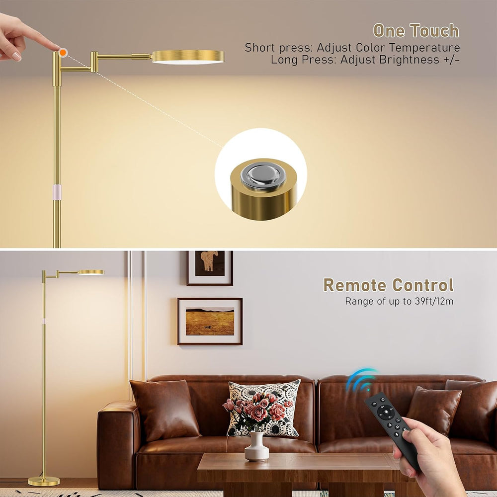 SIBRILLE LED Floor Lamp, 18W Bright Standing Lamp with Remote Control, Adjust...