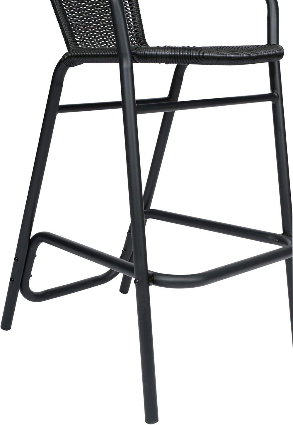 Flash Furniture PE Rattan Indoor/Outdoor Restaurant Barstool, Black, 2-Pack
