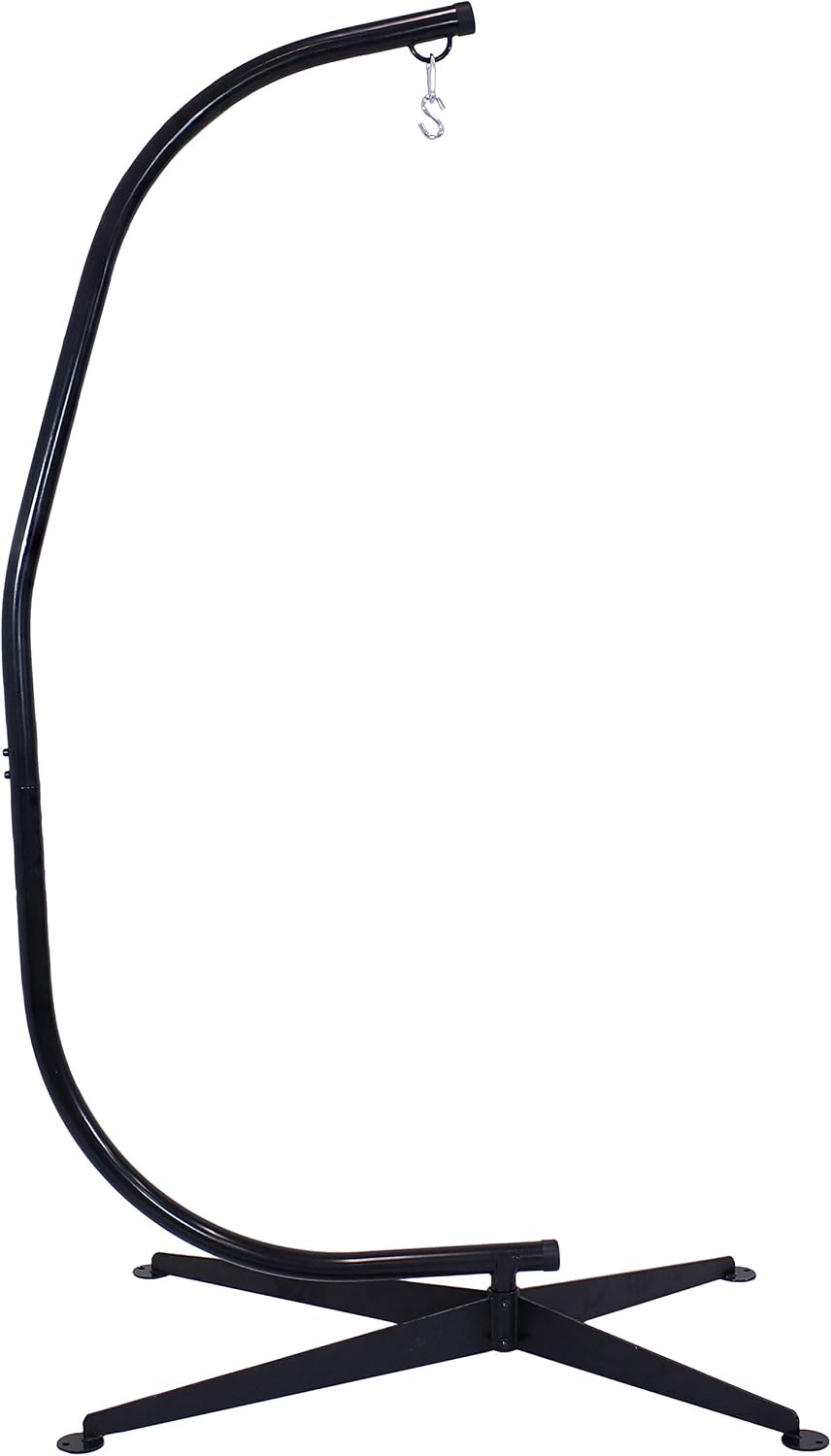 Sunnydaze Steel C-Stand for Hanging Hammock Chair, Black