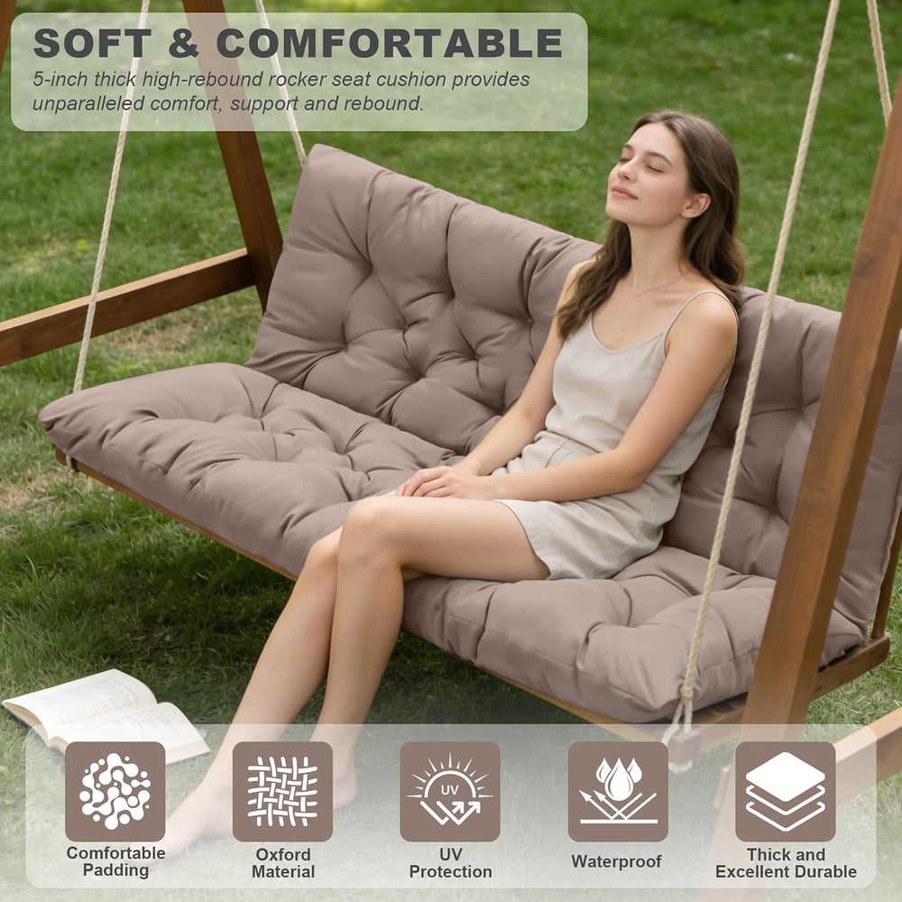 Porch Swing Cushions,Outdoor Cushions 3 Seater Replacement with Backrest, Wat...