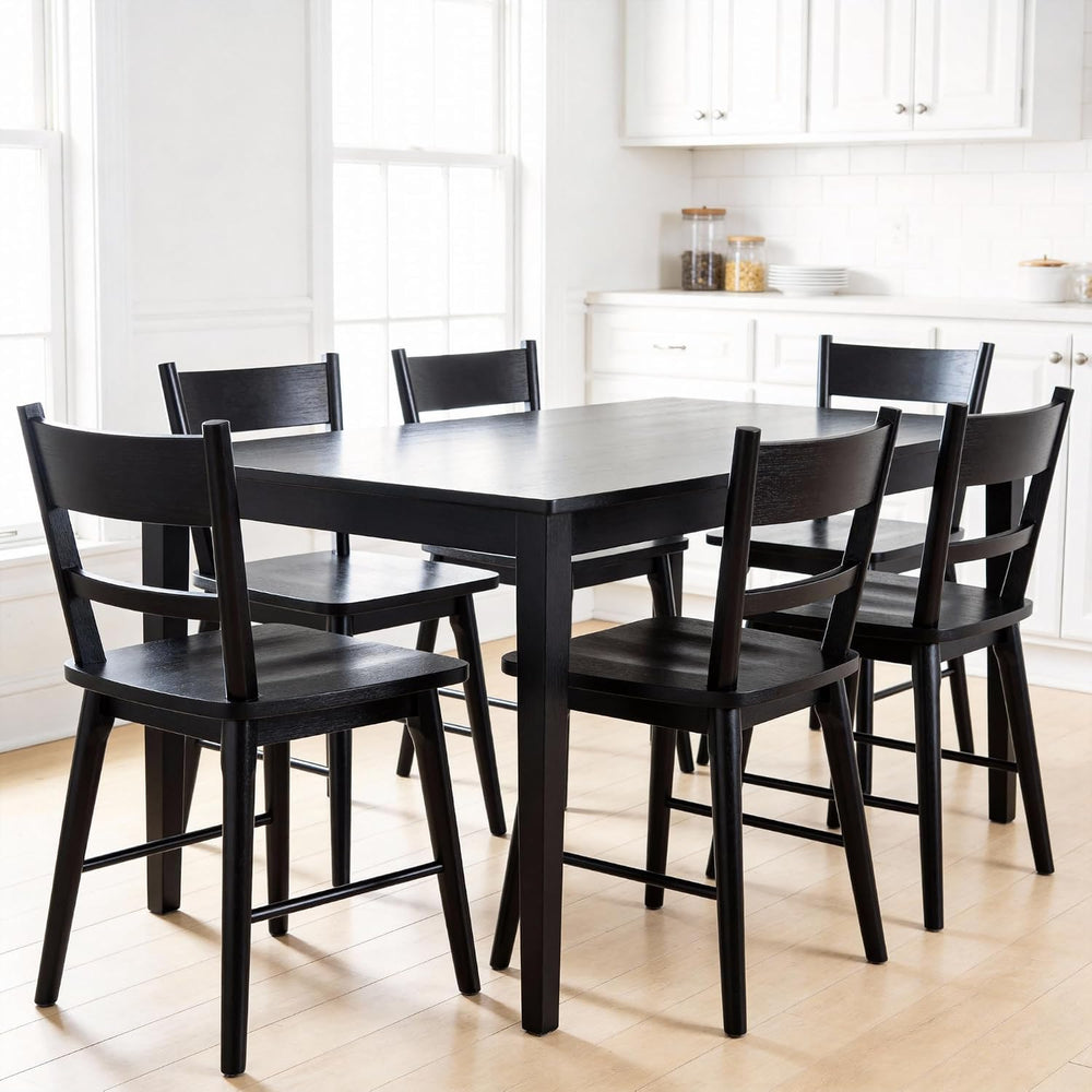 CIMOTA Black Dining Chairs Set of 6, Farmhouse Wood Dining Chairs Ladder Back...