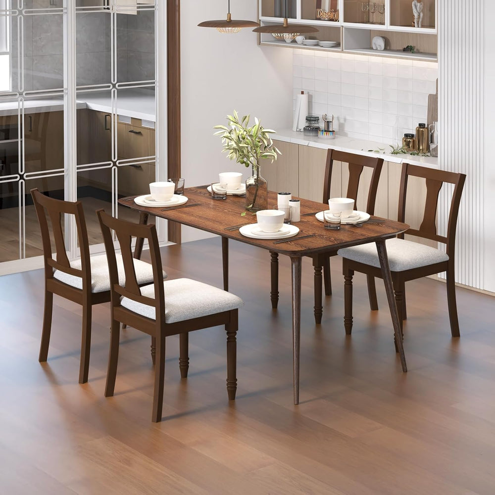 GIANTEX Wood Dining Chairs Set of 2, Farmhouse Dining Room Chair with Cushion...