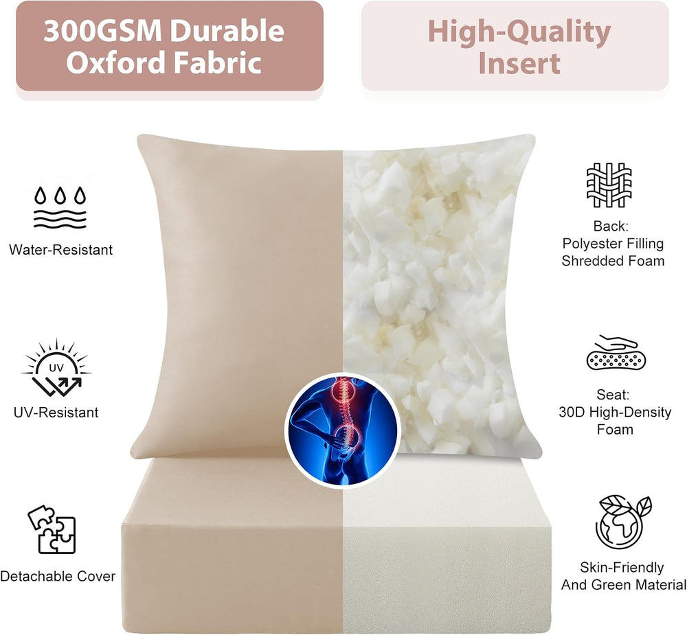 Outdoor Deep Seat Cushion Set, 24x24 Inch, Beige, Set of 1
