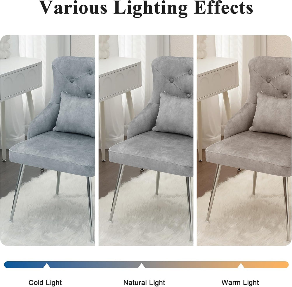 Velvet Vanity Chairs with Back, Upholstered Makeup Chair No Wheels with Metal...