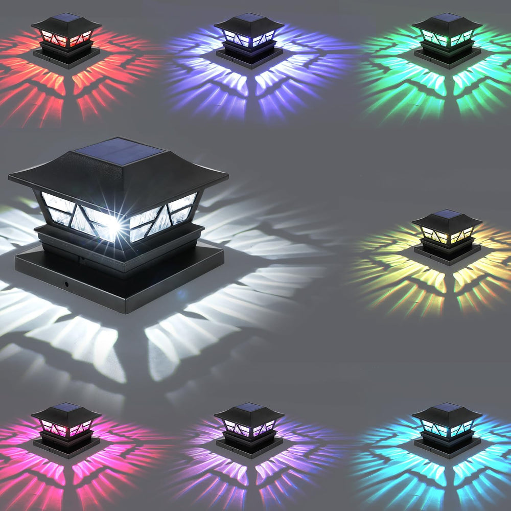 Solar Post Lights Outdoor Waterproof RGB Color Changing Modes Fence Post Cap ...