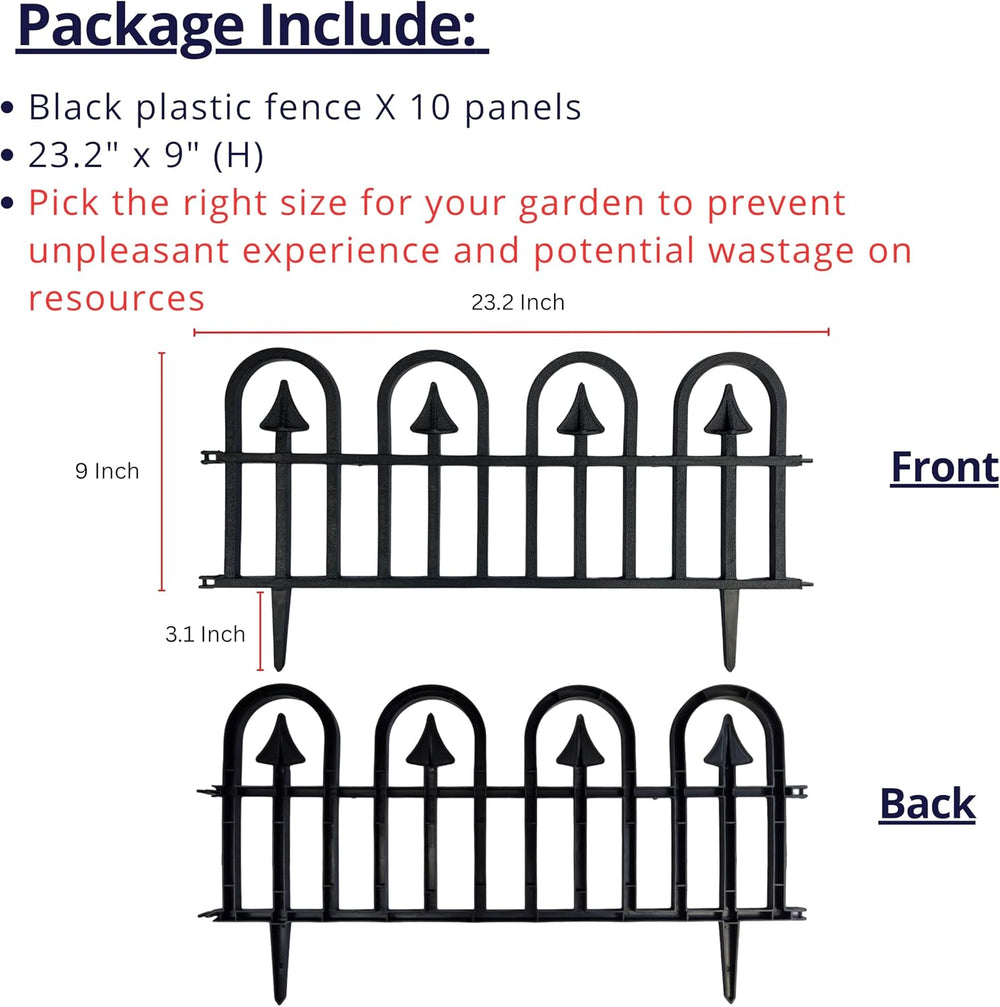 LaLaGreen Garden Edging Border (24in, 10 Pack) Small Flower Fence Panels