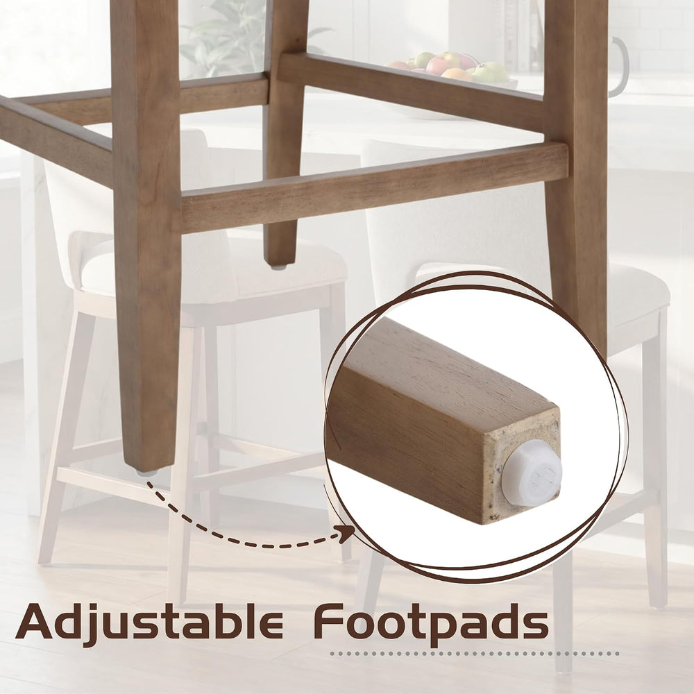 Beige Bar Stools Set of 2, 26" Farmhouse Counter Height Barstools, Linen...