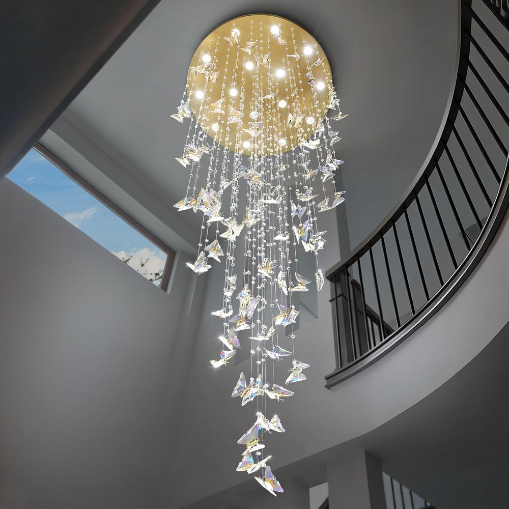 ykolupty H138 High Ceiling Chandelier - Modern Crystal Raindrop Large Chandel...
