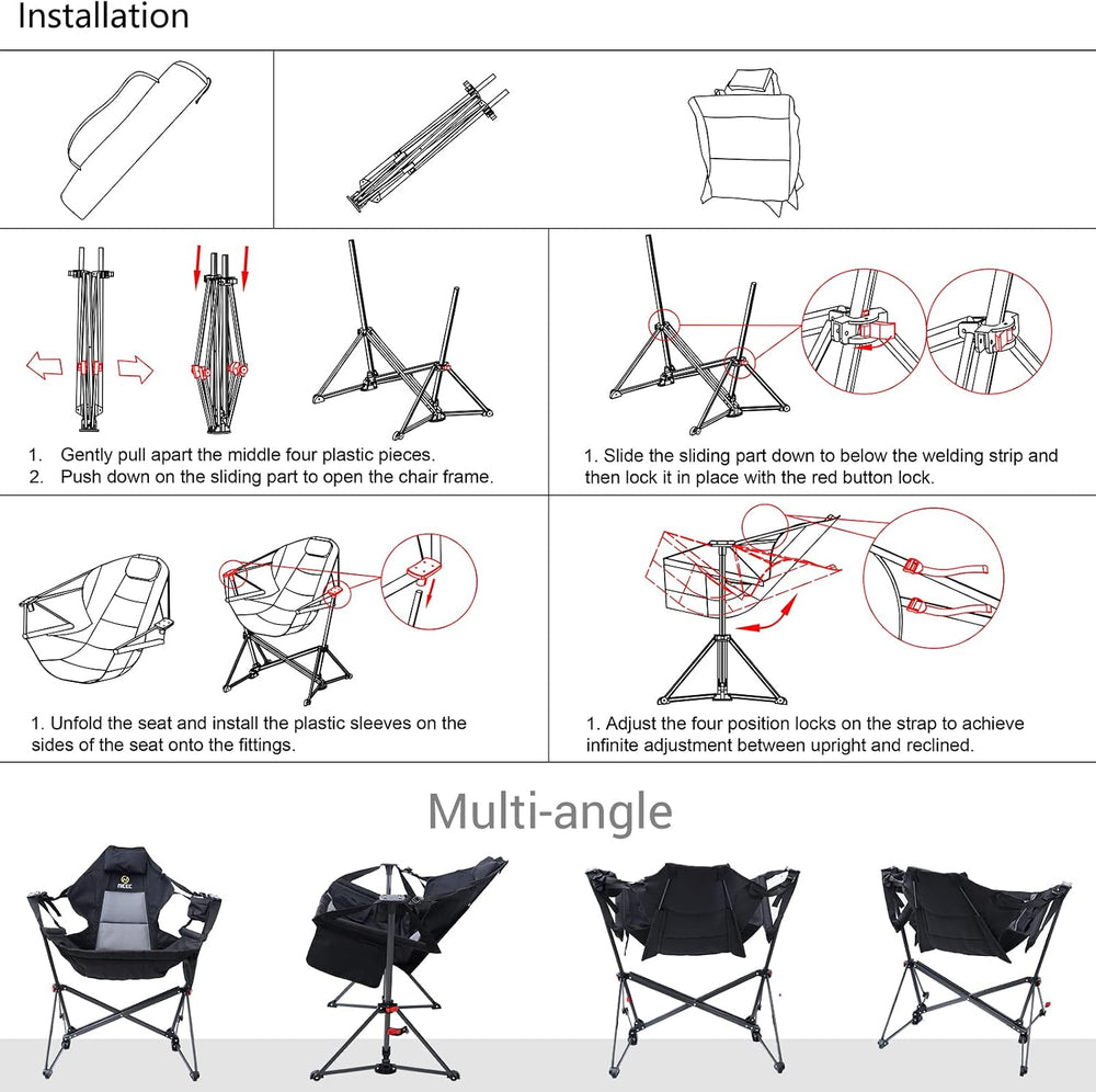 Nice C Hammock Camping Chair with Stand, Swing Rocking Chair (1 Pack)