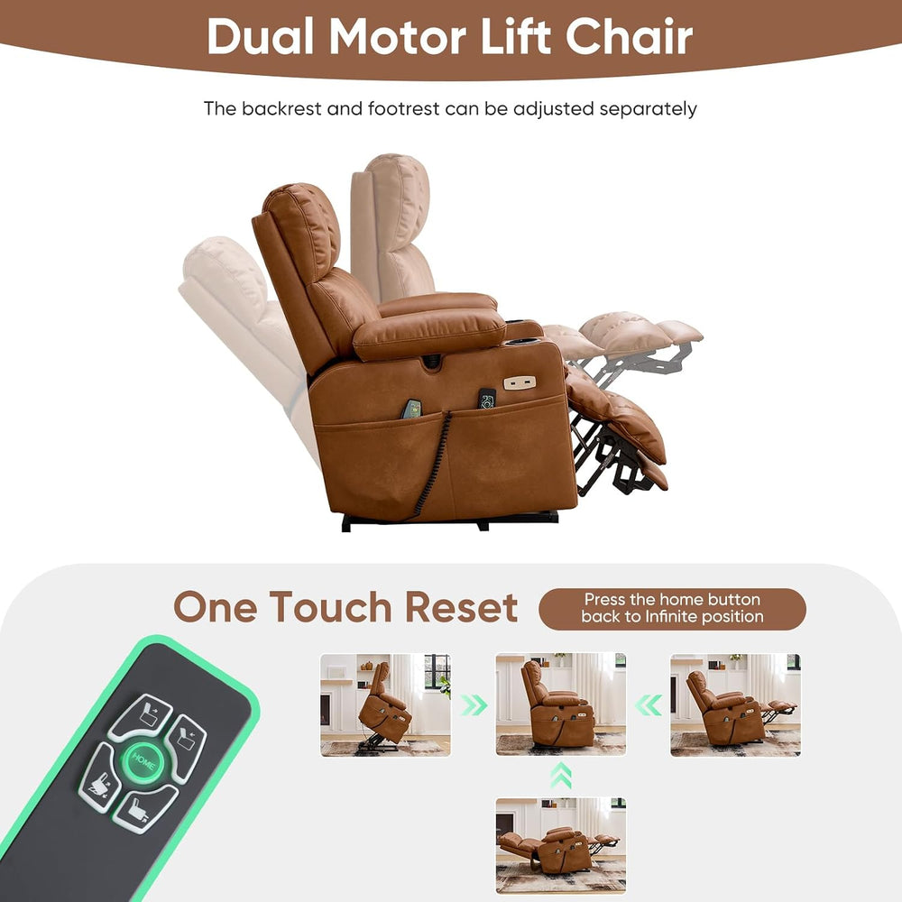 Dual Motor Power Lift Recliner Chair for Elderly with Massage and Heat,Zero G...