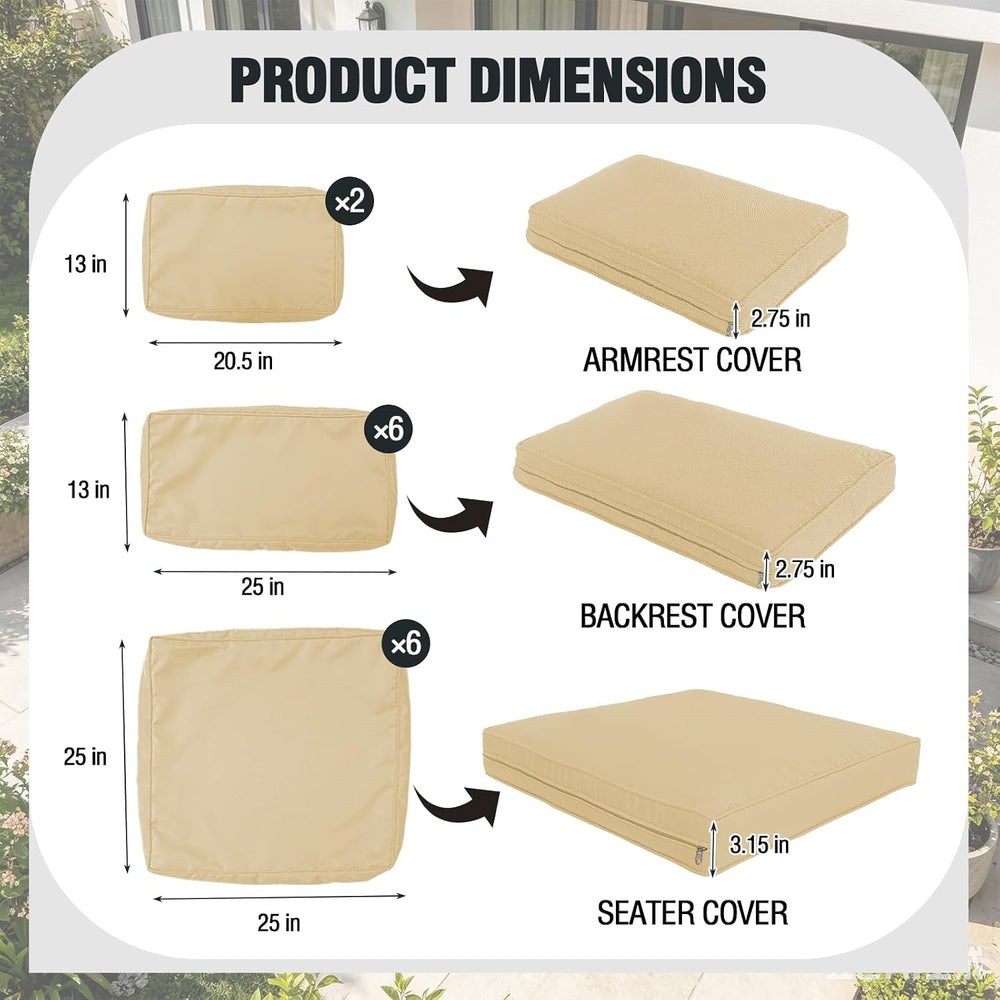 14Pieces Patio Cushion Covers Replacement Outdoor Couch Cushions Covers Splas...