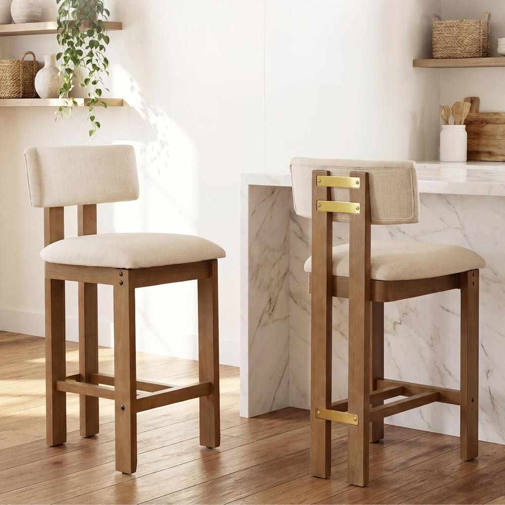 HNY 26’’ Tall Farmhouse Bar Stools Set of 2, Modern Counter Stools with Backs...