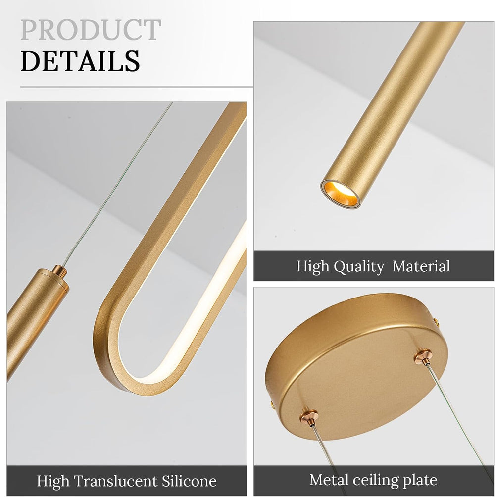 Gold Modern Mini LED Pendant Light with Remote Control, 24W 3-Color Temp Step...