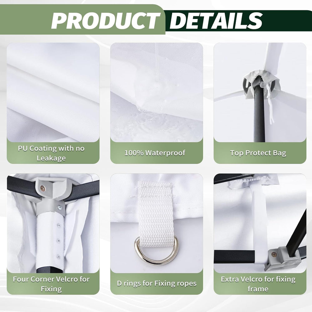 Canopy Replacement Top for 10x10ft Pop Up Canopy Tent Waterproof Durable Cove...