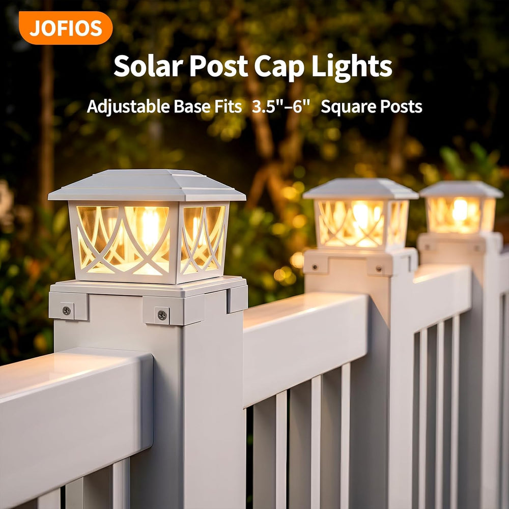 JOFIOS Solar Post Lights Outdoor 2pack, Adjustable Base Fits 3.5"–6&quot...