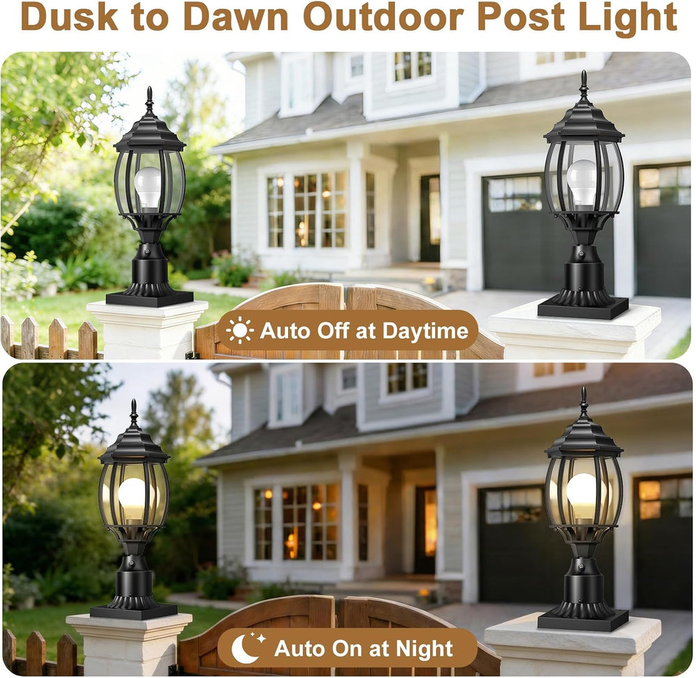 Redluck Large Dusk to Dawn Outdoor Post Light, Lamp Post Light Fixture