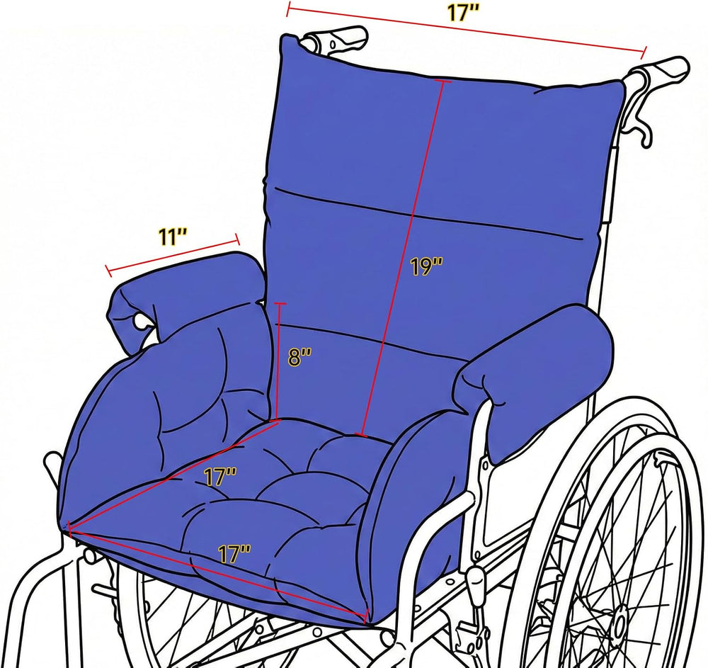 Wheelchair Seat Cushion with Integrated 11 Inch Short Armrest Pads, Comfort &...